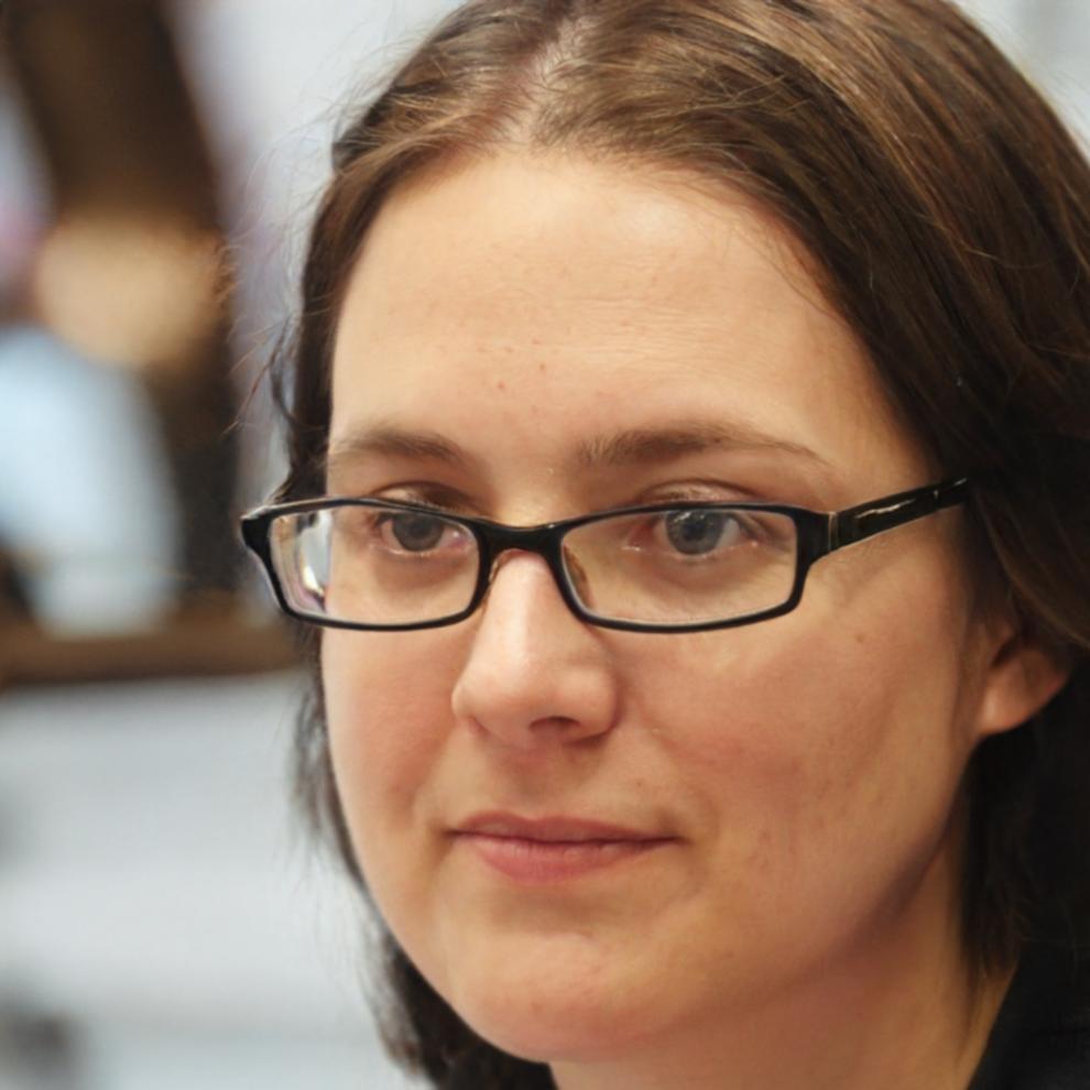 Siobhan Rafferty reviewing financial education materials