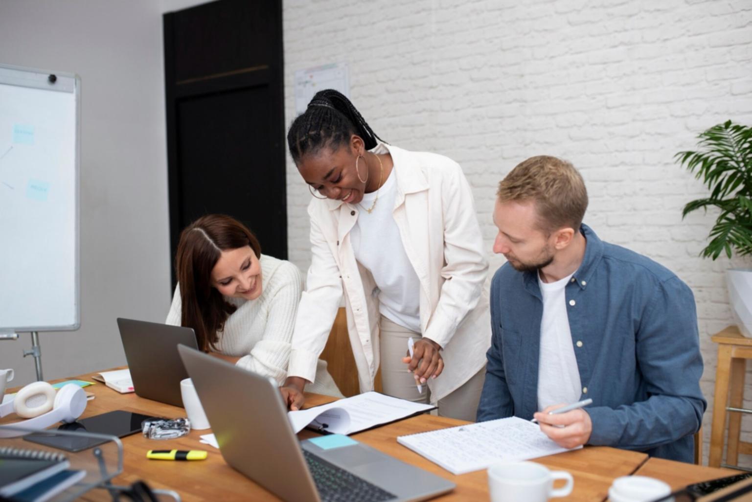 Group discussion session with financial education materials